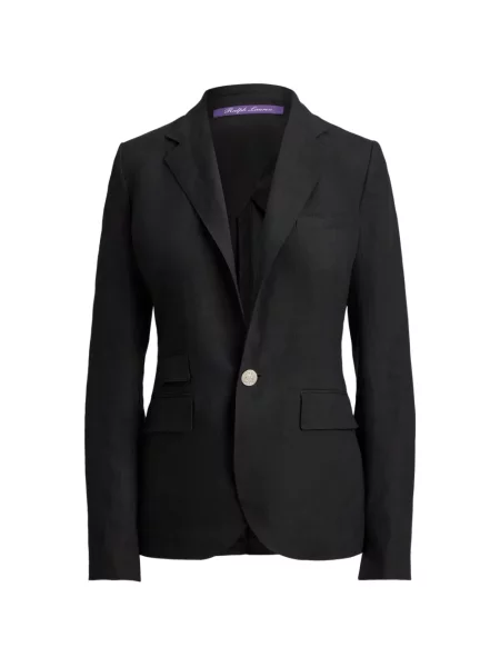 Geacă Ralph Lauren Collection de in cu un singur rând de nasturi negru