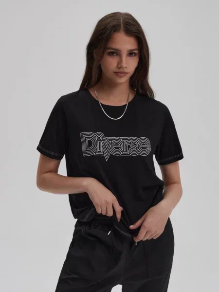 Футболка DIVERSE Cira бавовна/віскоза чорний