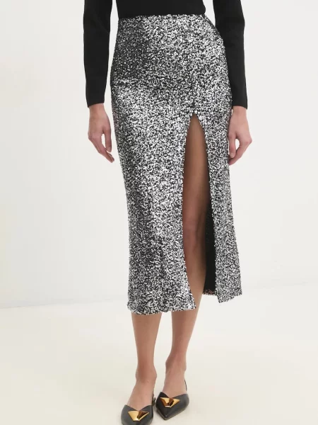 Answear Lab spódnica srebrny midi ołówkowa