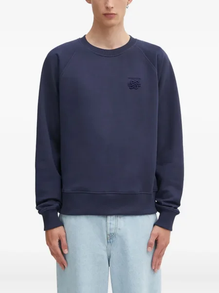 Hanorac crewneck Filling Pieces cu broderie albastru