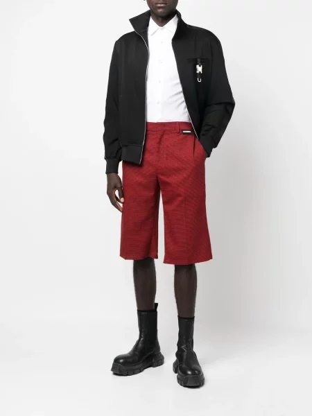 "houndstooth" rašto šortai Vetements raudona