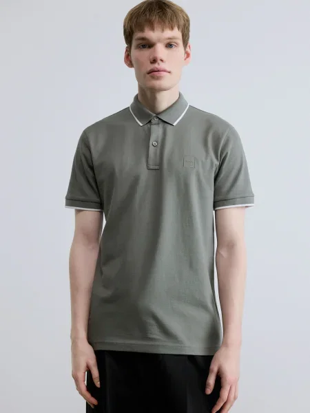 BOSS Orange polo majica z elastanom Passertip zelena