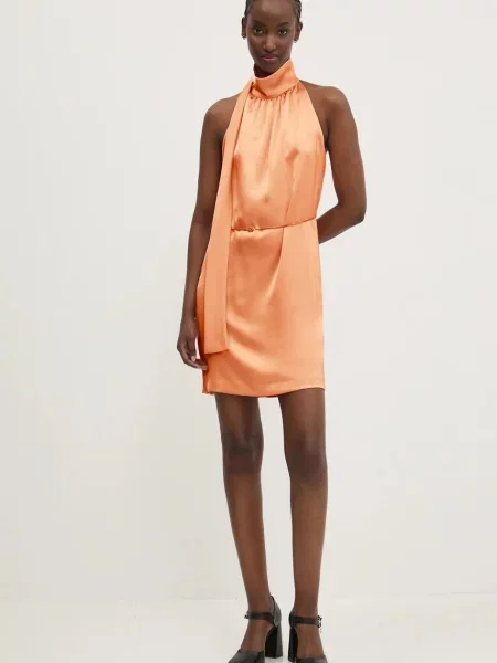 HUGO sukienka mini prosta pomarańczowy