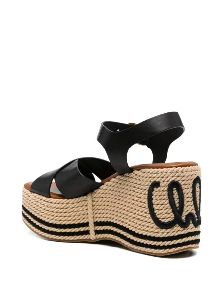 Sandale Chloé cu broderie cu platformă negru