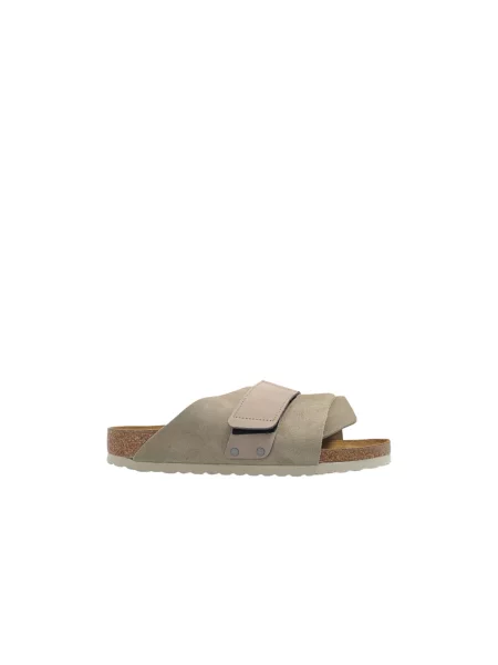 Klapki Birkenstock z nubuku szare