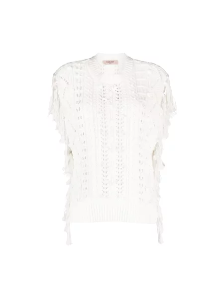 Sweter Twinset z okrągłym dekoltem biały