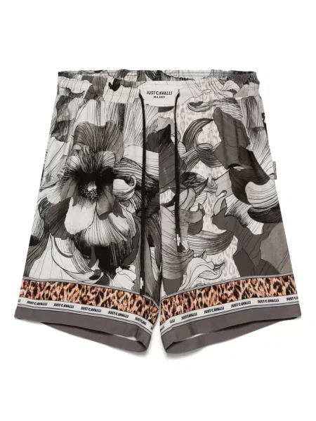 Pantaloni scurți Just Cavalli cu model floral cu imagine gri
