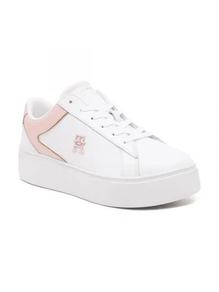 Tommy Hilfiger De piele sneakers TH PLATFORM COURT alb