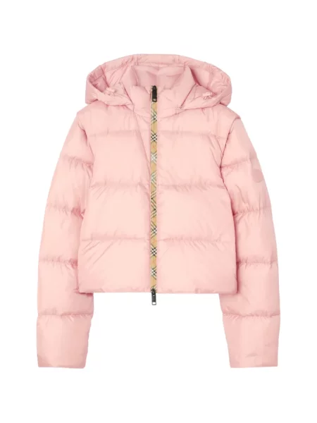 Geacă cu puf Burberry în carouri roz