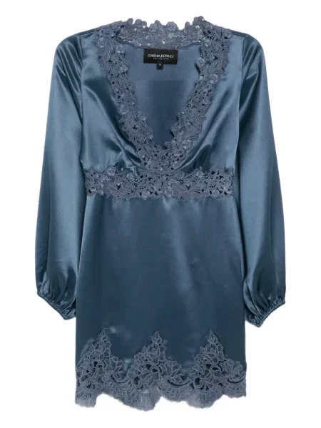Rochie mini Cynthia Rowley din satin de costum albastru