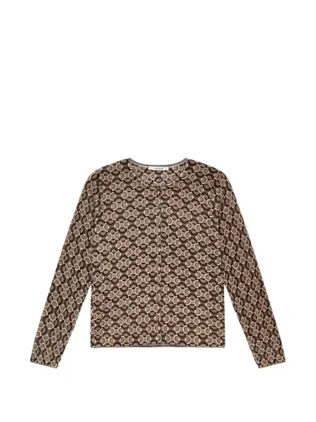 Cardigan Maliparmi de lână cu imagine cu imprimeu geometric maro