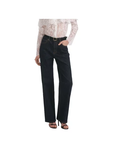 Jeansy dzwony Self-portrait z wysoką talią eleganckie niebieskie