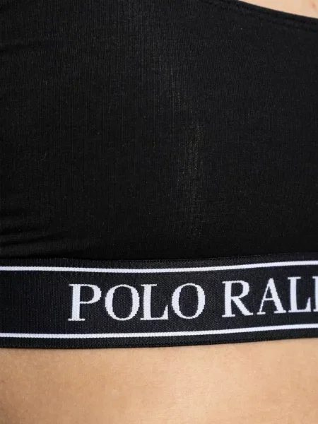 Кариран сутиен Polo Ralph Lauren бродиран синьо
