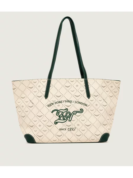 Zadig&Voltaire Geantă shopper Monogram Tennis cu adaos de piele
