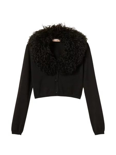 Blană artificială decupat cardigan Twinset negru