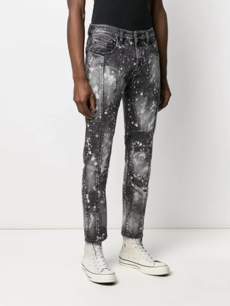 Skinny jeansy skinny Diesel z przetarciami czarne