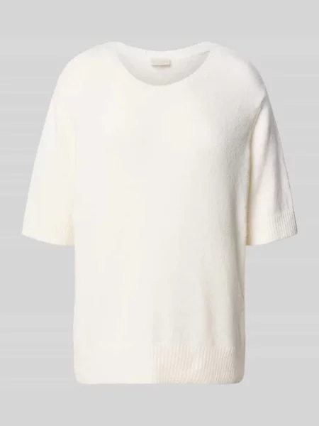 Sweter z dzianiny o kroju oversized z okrągłym dekoltem Milano Italy biały