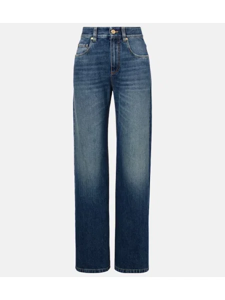 Blugi drepți Brunello Cucinelli cu talie joasă albastru