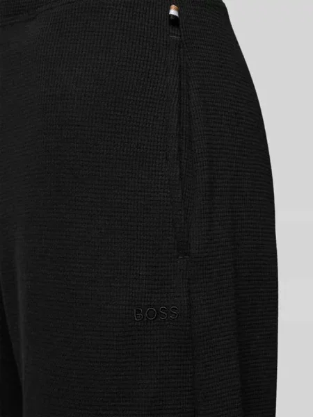 Spodnie od piżamy o kroju comfort fit z mieszanki bawełny Boss czarne
