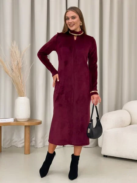 Сукня міді Merlini бавовна/поліестер бордовий