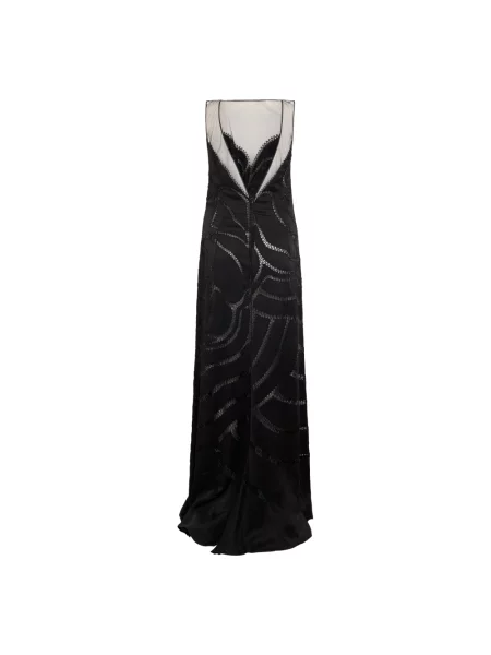 Haftowana długa sukienka maxi Alberta Ferretti czarna