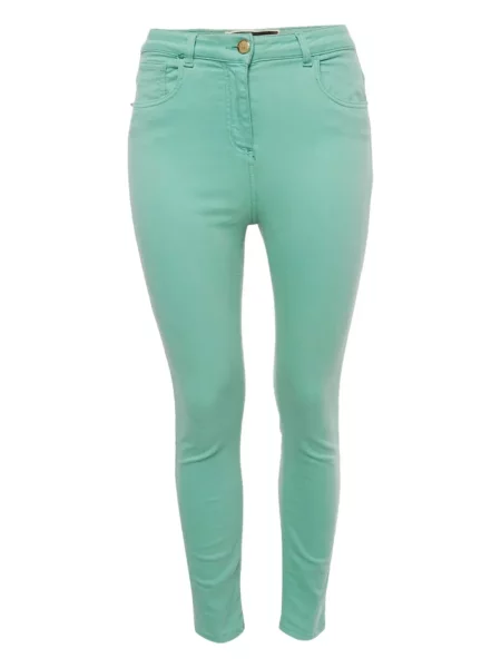 Blugi skinny Elisabetta Franchi cu talie înaltă verde