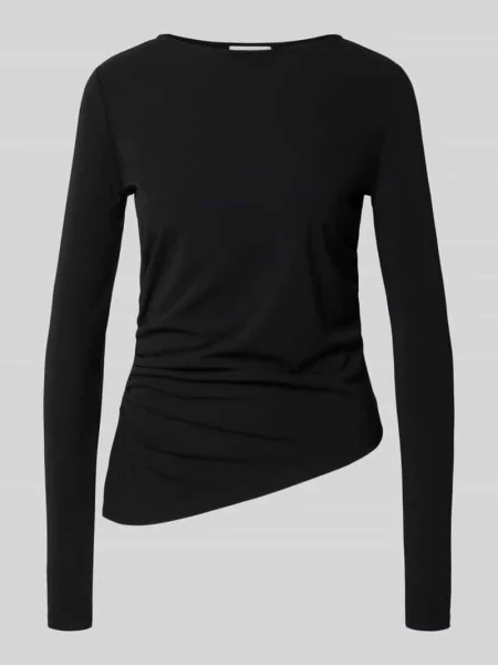 Bluzka z długim rękawem o kroju slim fit z plisami model ‘Hellen’ Guido Maria Kretschmer Woman czarna