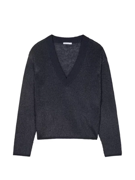 Sweter Patrizia Pepe z dekoltem w serek niebieski