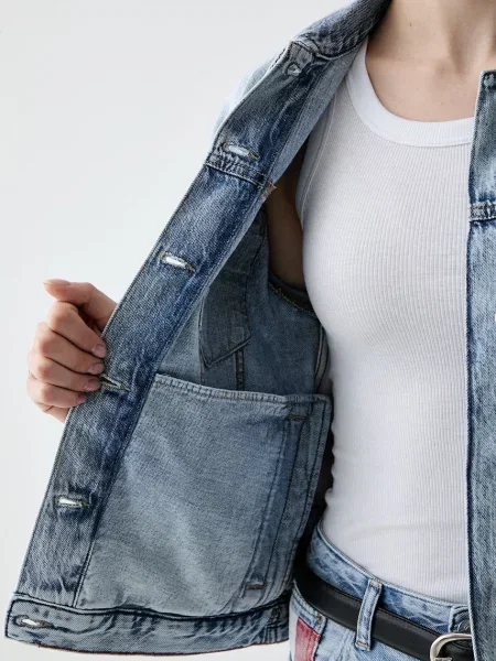 Tommy Jeans късо дамско дънково яке синьо