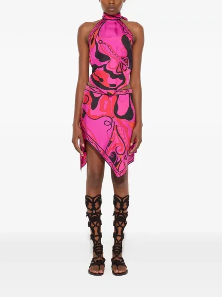 Top Pucci de mătase cu imagine roz