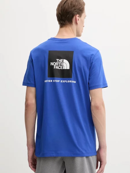 Тениска The North Face Redbox с принт синьо