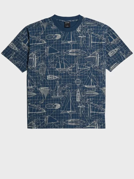 Футболка G-star Raw с принтом синяя