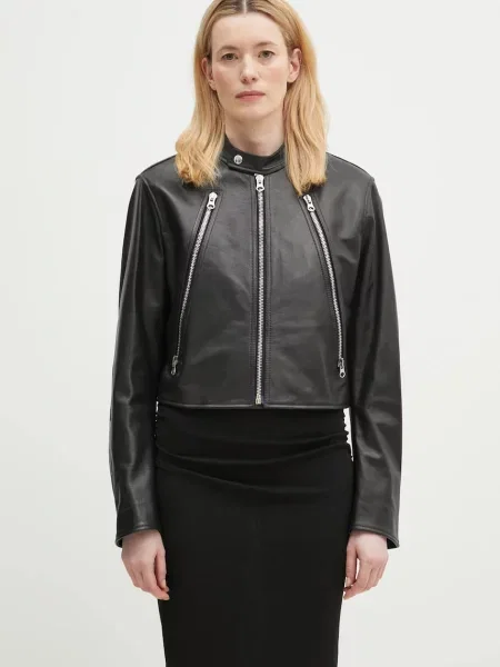 Maison Margiela kurtka skórzana przejściowa oversize czarny