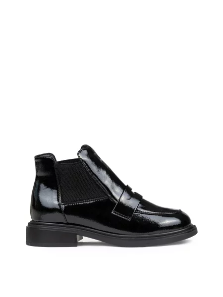 Кожаные лаковые ботинки челси Alex Bell черные