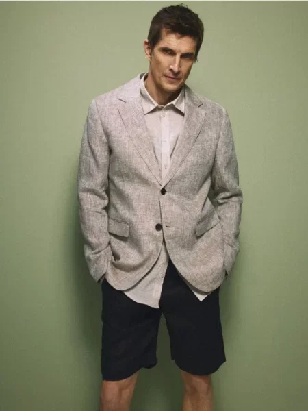 Reserved Лляний піджак прямого крою різнобарвний 