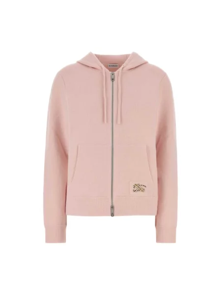 Bluza z kapturem Burberry z kaszmiru z kapturem różowa