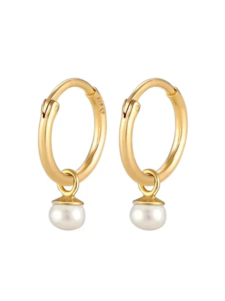 ELLI PREMIUM Náušnice zlatá / perlově bílá