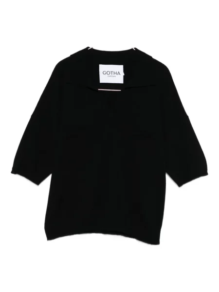 Tricou Gotha cu decolteu în V negru