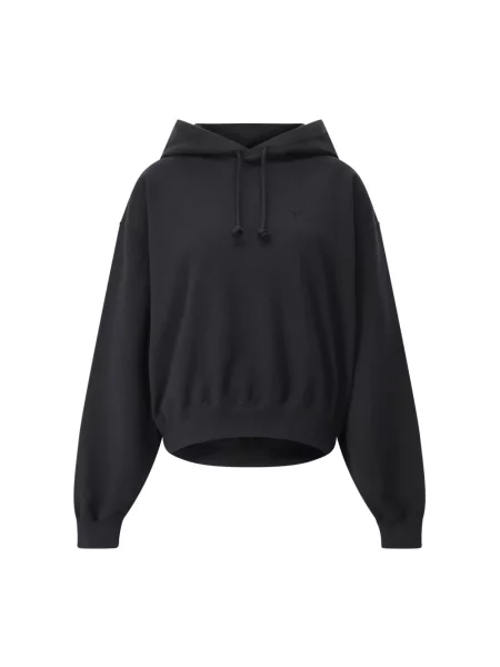 Bluza French Terry Boxy Hoodie z kapturem gładka czarny