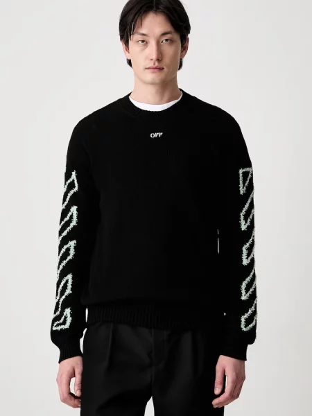 Off-White pulover din pentru bărbați alb