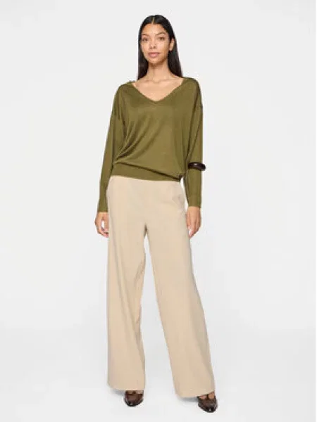 Vila Kalhoty z materiálu Varone Wide Leg béžová