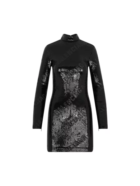 Lniana sukienka Balenciaga czarna