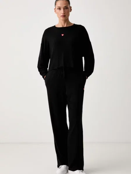 HUGO штани loungwear з віскозою HUGO HEART PANT