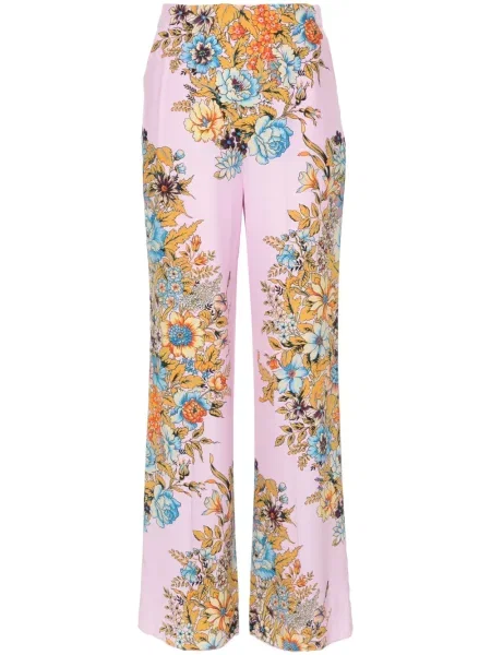 Pantaloni Etro cu model floral cu imagine roz