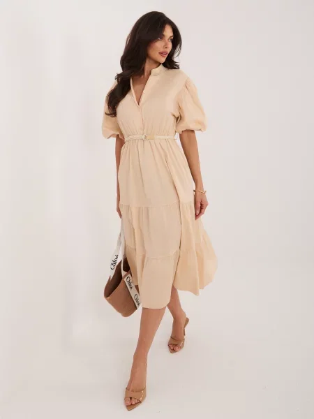 Rochie Italy Moda cu mâneci balon bej