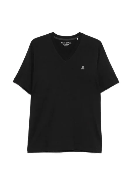 Tricou polo Marc O'polo cu broderie cu decolteu în V negru