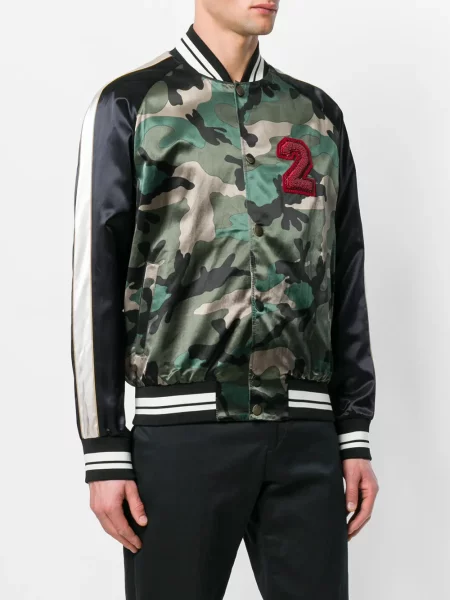 Geacă bomber Valentino Garavani cu model camuflaj verde