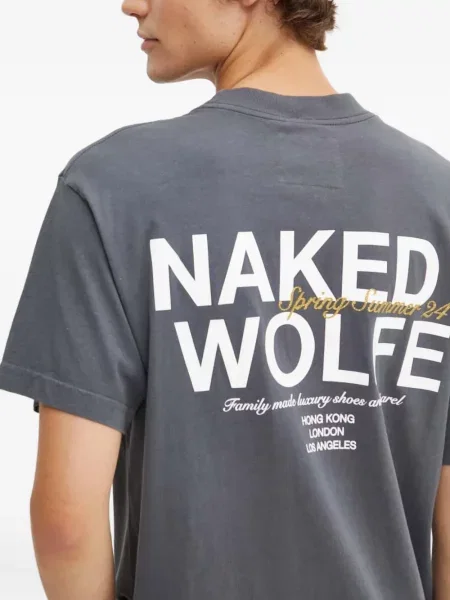 Tricou Naked Wolfe cu imagine gri