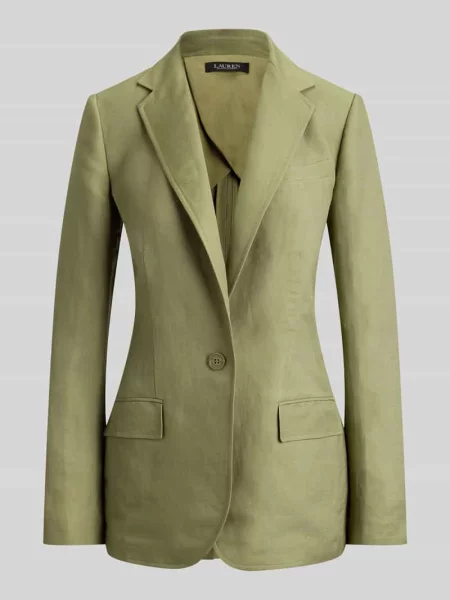 Żakiet o kroju regular fit z mieszanki lnu Lauren Ralph Lauren zielona