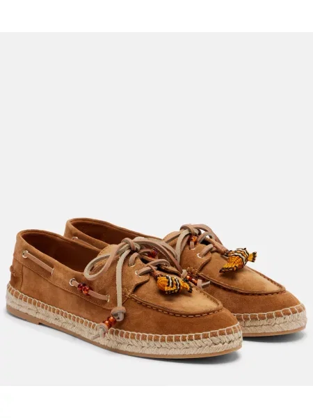 Espadrile Aquazzura din piele de căprioară cu mărgele maro